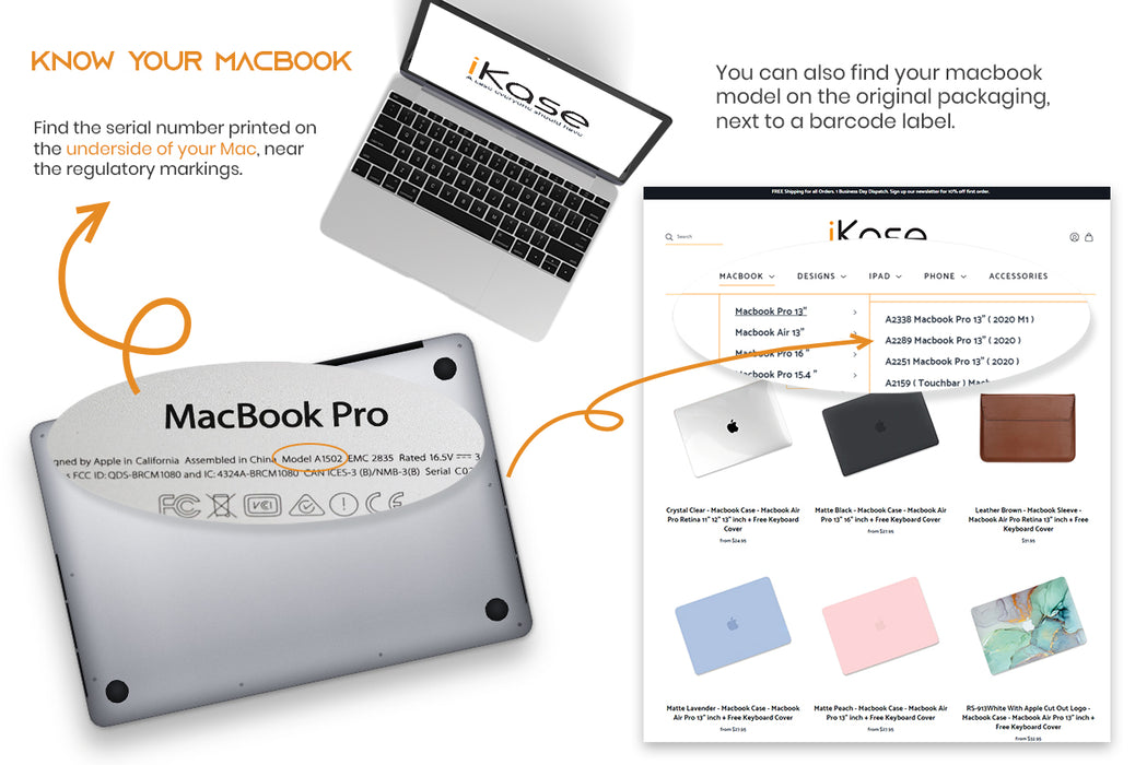 Crystal Orange - Macbook Case - Macbook Air 13" inch  + Free Keyboard Cover