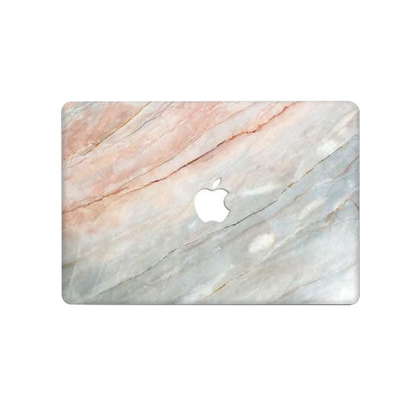 Marble White With Apple Cut Out Logo - Macbook Case - Macbook Air Pro 13" inch  + Free Keyboard Cover