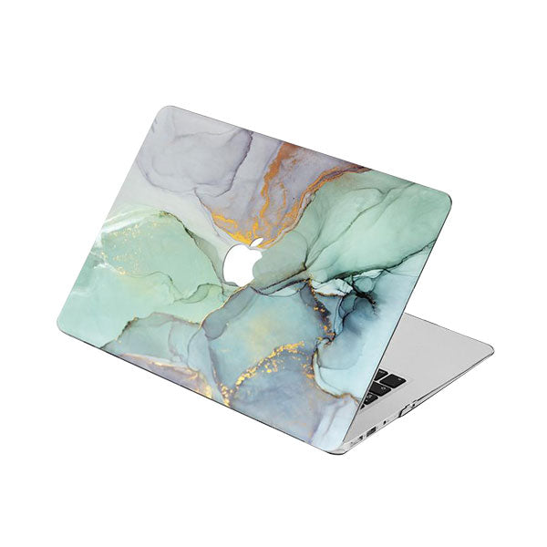 RS-913White With Apple Cut Out Logo - Macbook Case - Macbook Air Pro 13" 13.6" inch  + Free Keyboard Cover