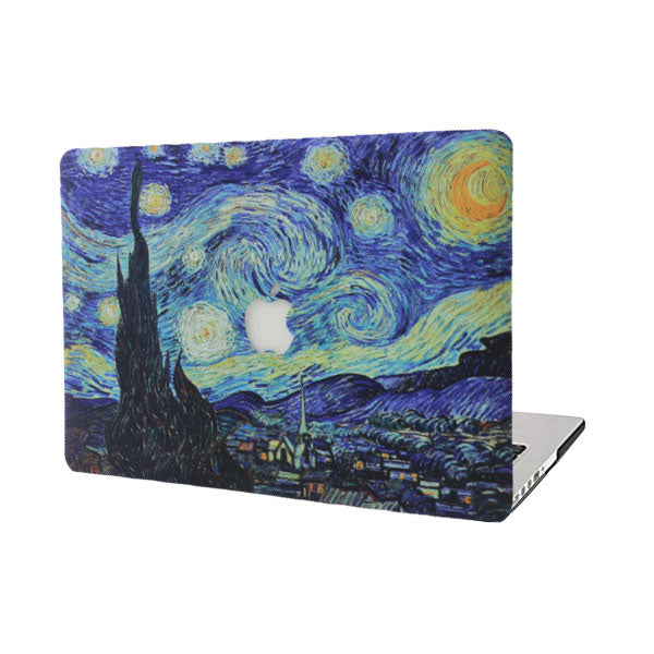 Starry Night With Apple Cut Out Logo - Macbook Case - Macbook Air Pro 13" inch  + Free Keyboard Cover