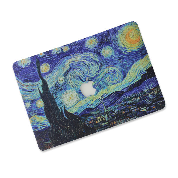 Starry Night With Apple Cut Out Logo - Macbook Case - Macbook Air Pro 13" inch  + Free Keyboard Cover