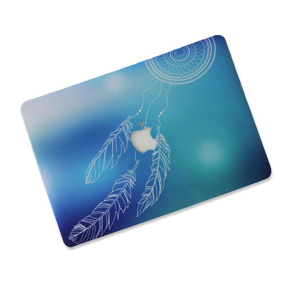 White Dreamcatcher With Apple Cut Out Logo - Macbook Case - Macbook Air Pro 13" inch  + Free Keyboard Cover